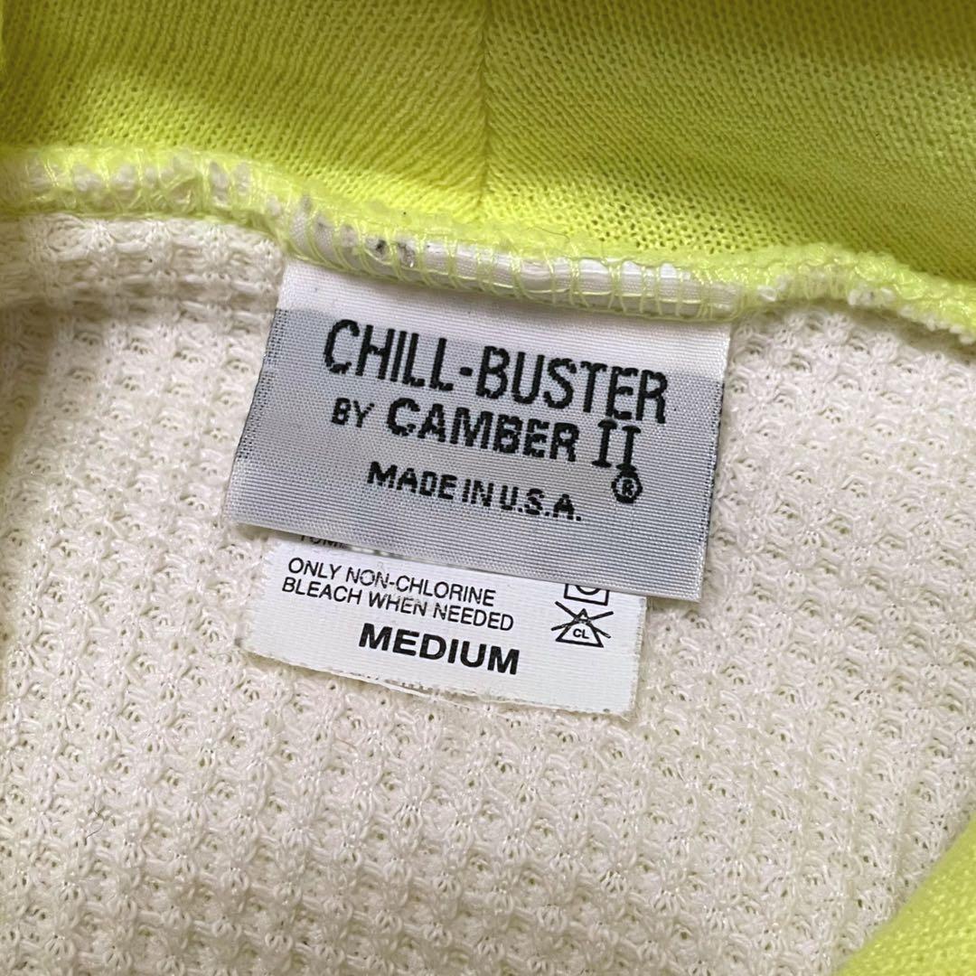 【美品】CAMBER キャンバー USA製 裏サーマル スウェットパーカー 蛍光