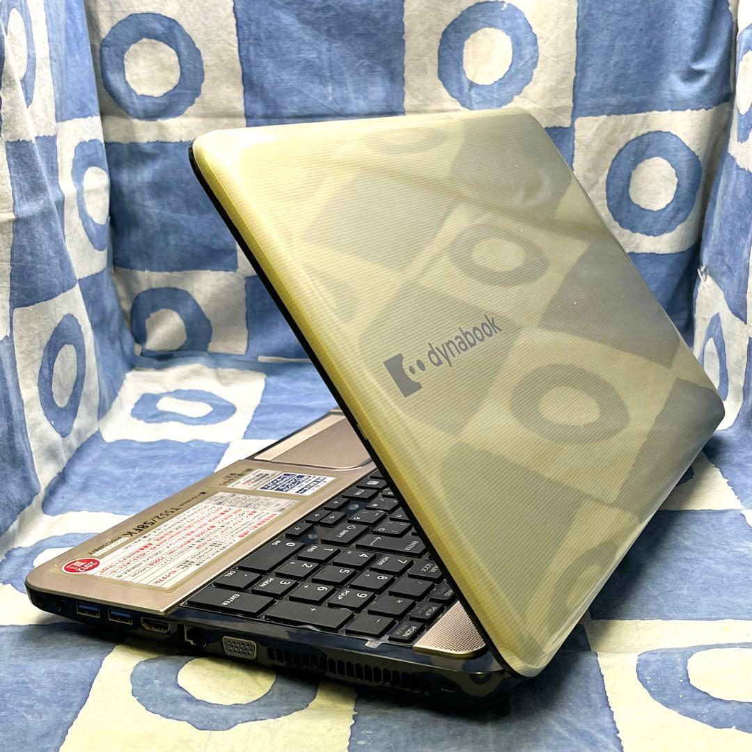 快適SSD☆i7☆美しいゴールドノートパソコン♪ブルーレイ&カメラ付！Win11