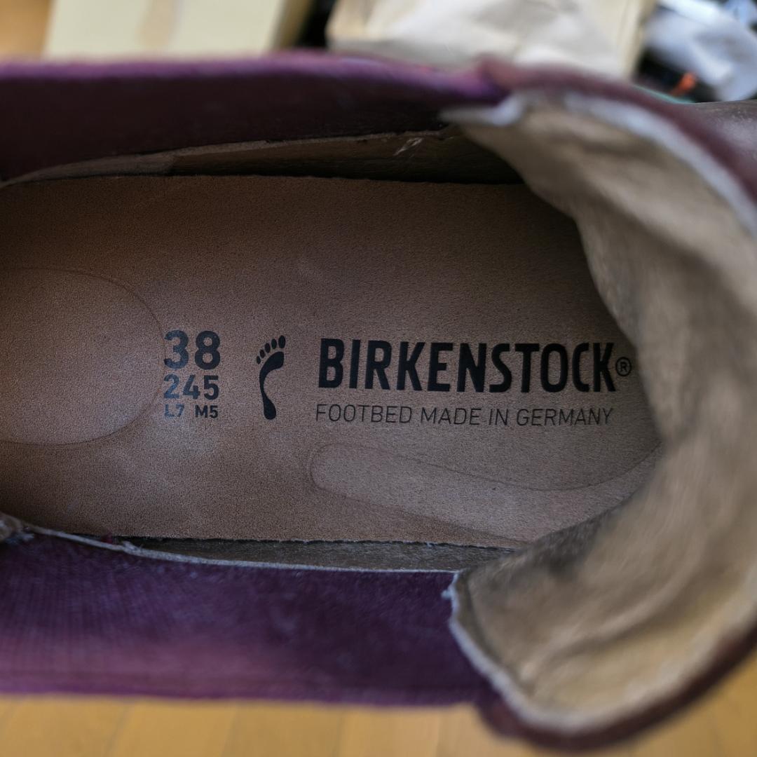 未使用品！ビルケンシュトック本革サイドゴアブーツ防水 24.5 バーガンディ