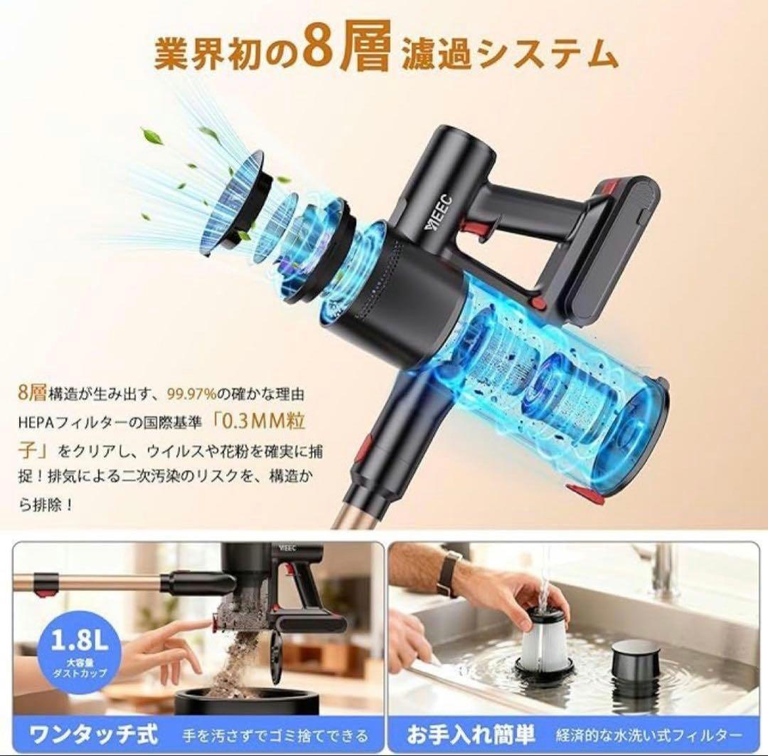 お買い得‼️ コードレス掃除機 軽量 サイクロン式 スティッククリーナー 2WAY