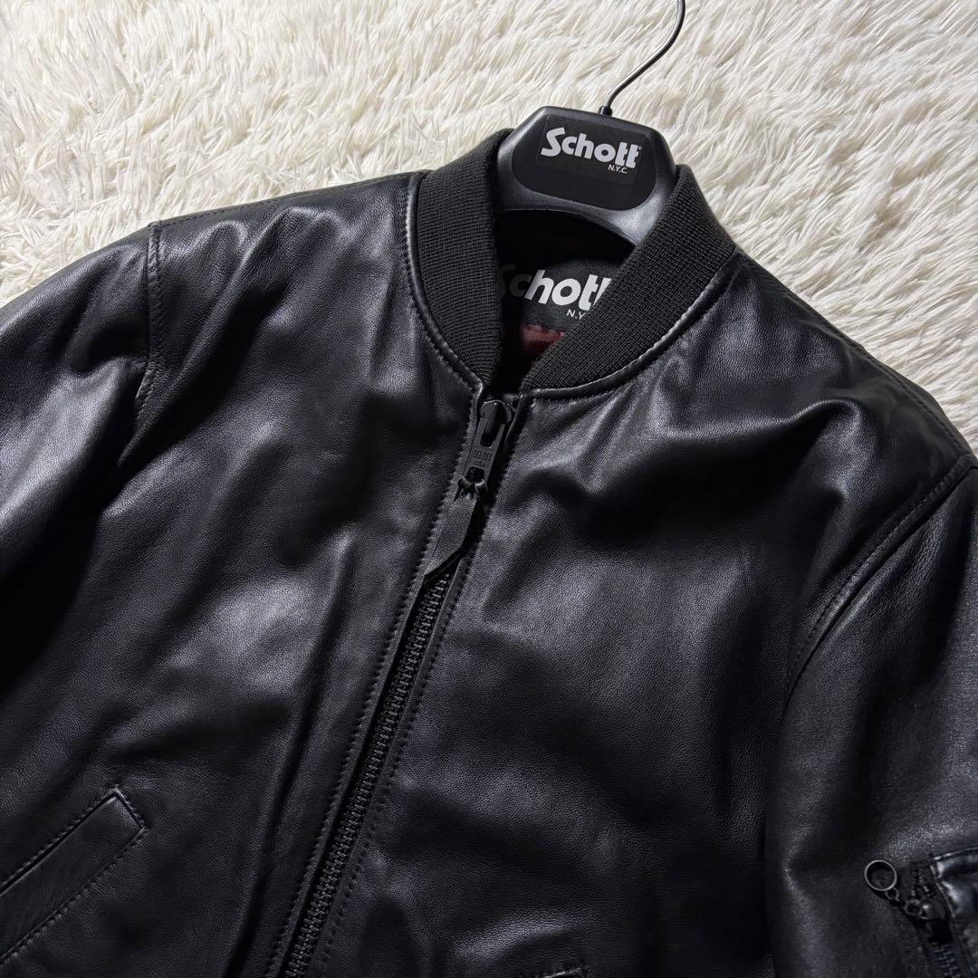 ク*ー様 美品■schott フライトジャケット　MA-1 羊革　ラムレザー ブ