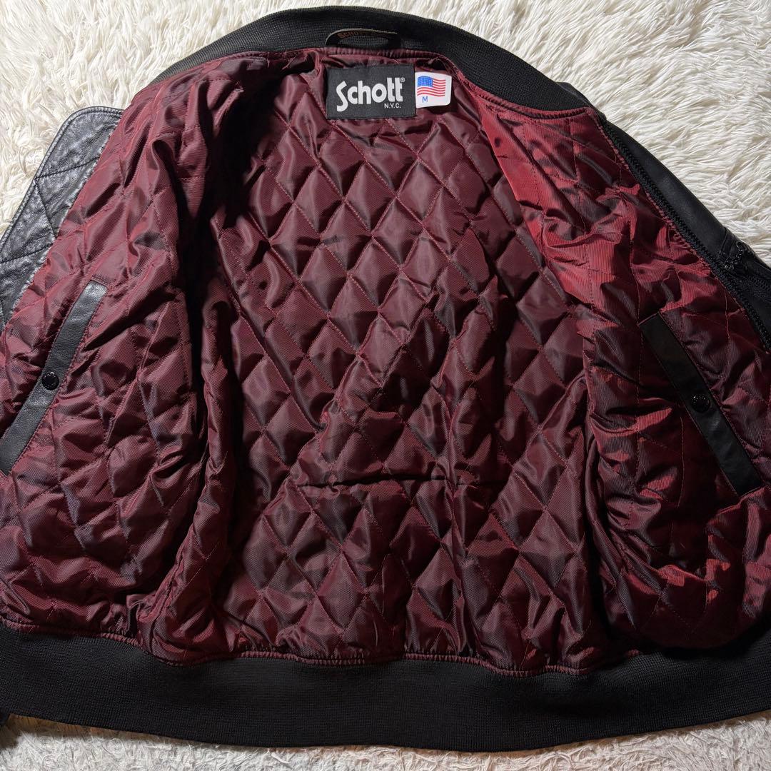 ク*ー様 美品■schott フライトジャケット　MA-1 羊革　ラムレザー ブ