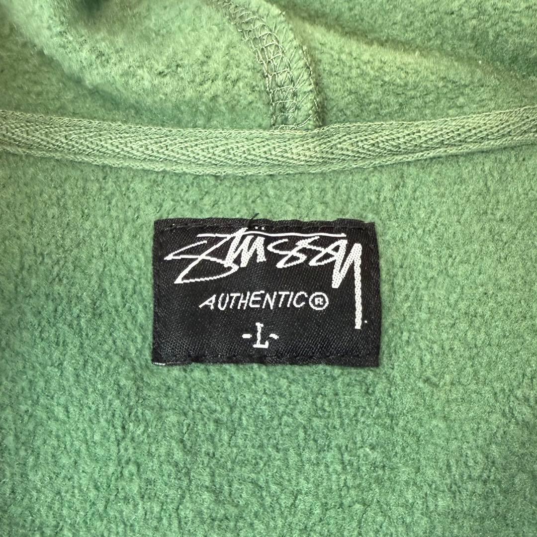 y2k STUSSY アーチロゴ ジップパーカー サンフェード グリーン L
