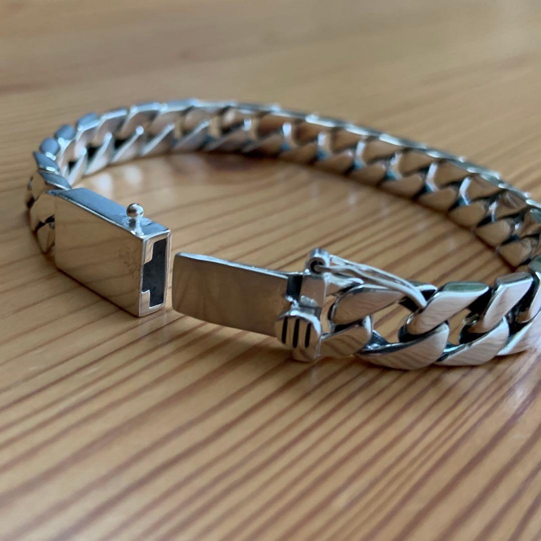 喜平チェーン ブレスレット シルバー925鑑定済 8mm×18cm キューバン