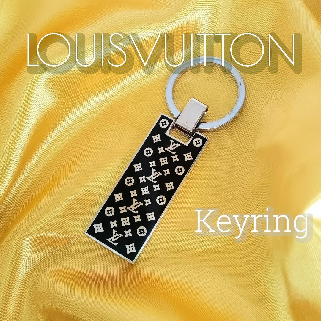 Louis Vuitton キーリング キーホルダー プレート ロゴ ブラック