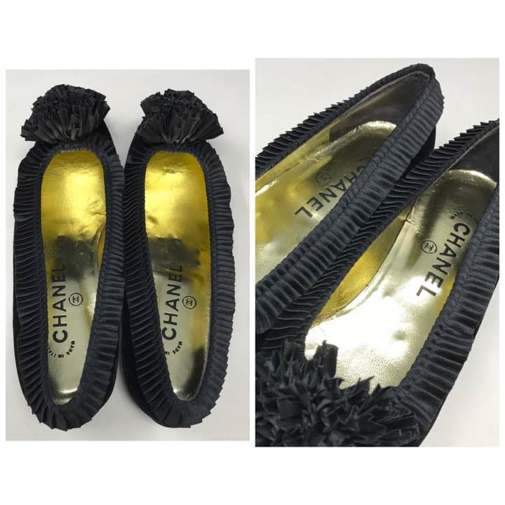 シャネル パンプス 未使用 コサージュ ベロア 箱付き