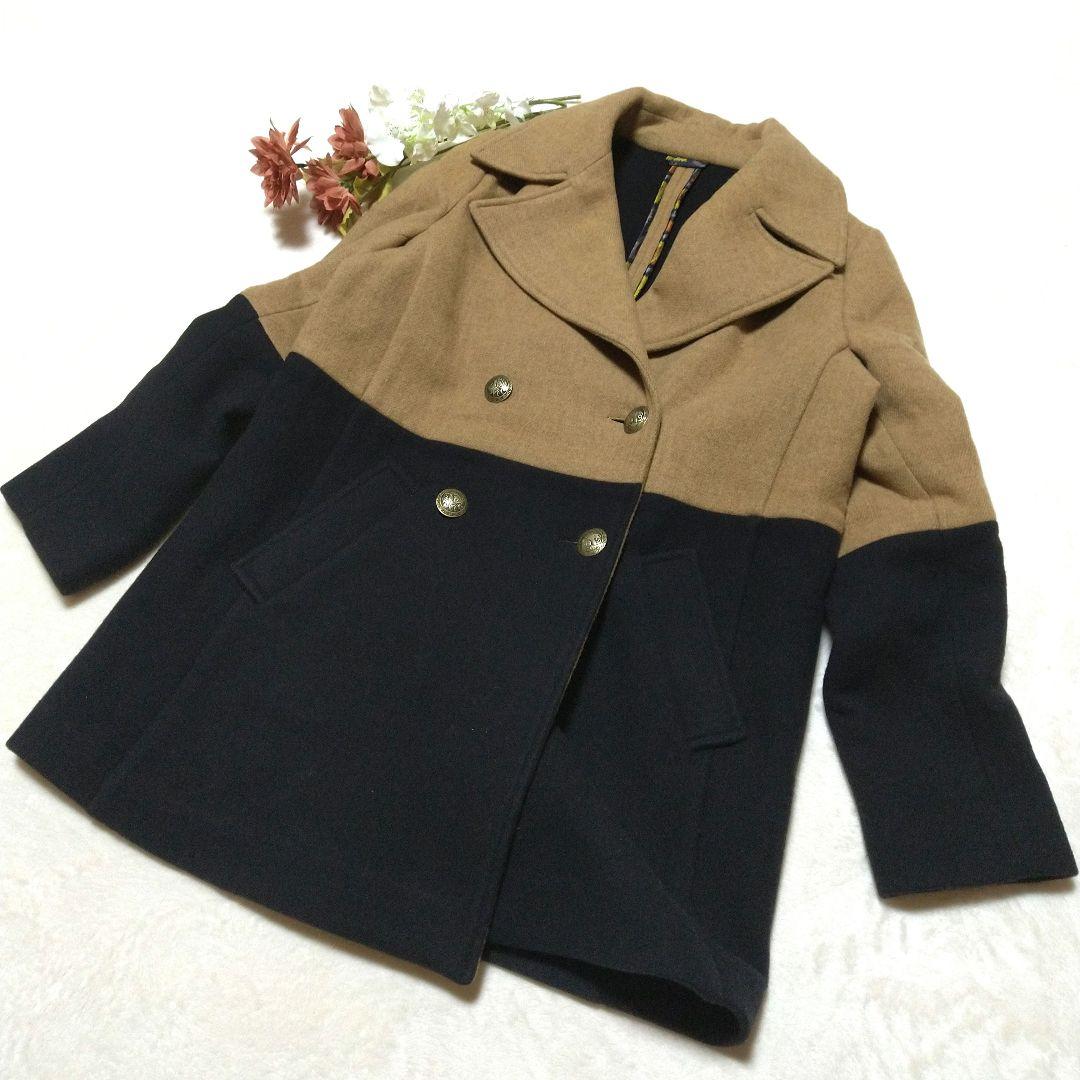 美品 エトロ メルトンウール100　 ピーコート MーL