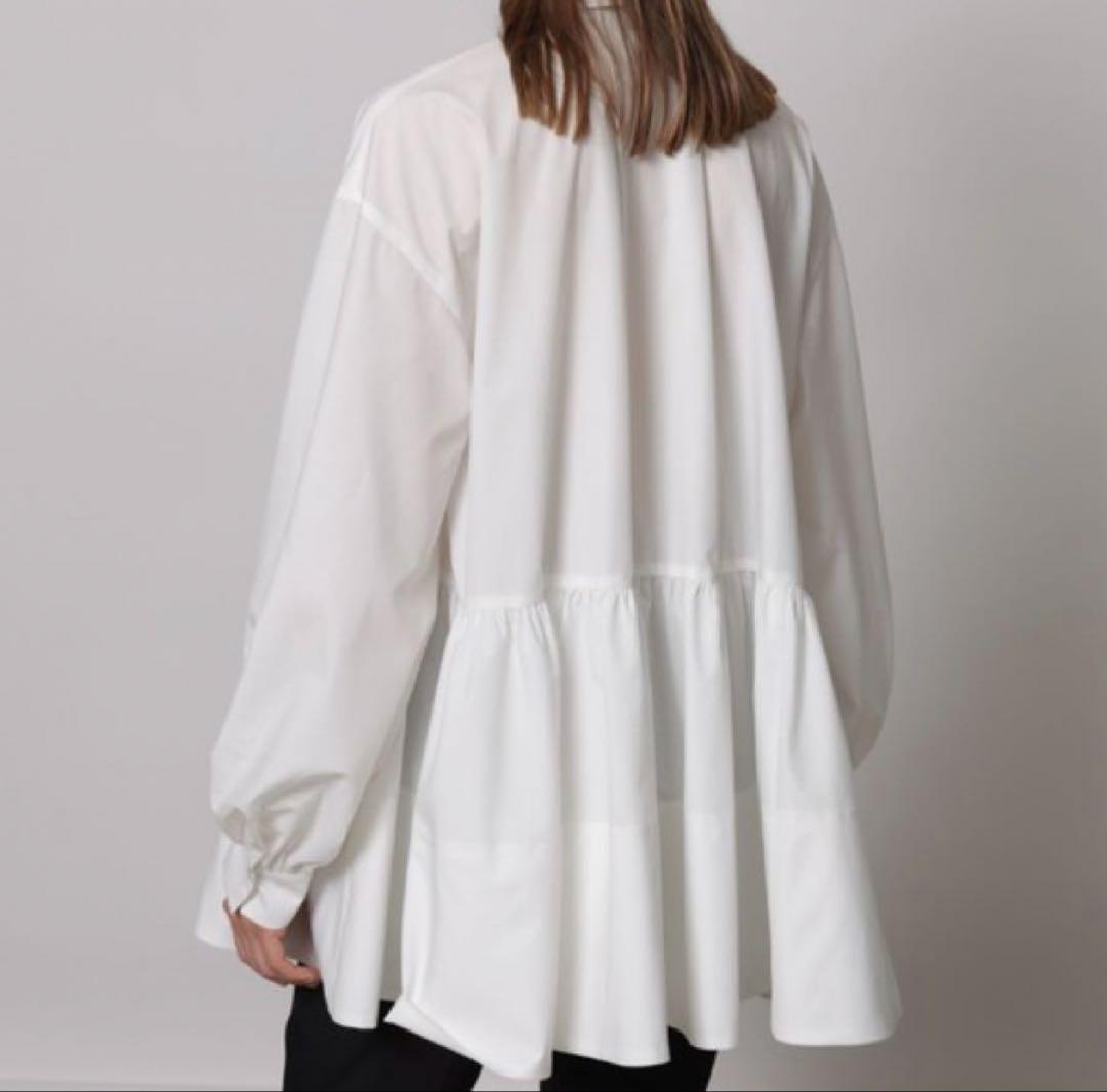 美品　カデュネ　ボウ付きシャツチュニック　ヘプラム　シャツ　カデュネ　ボウタイ