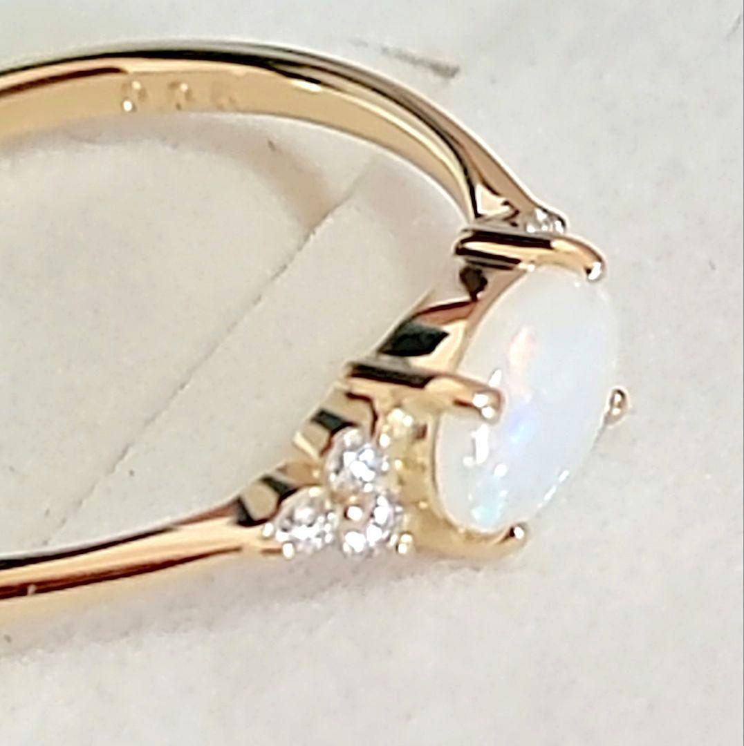 新品半額以下BIZOUX豪州産オパール×ダイヤ フラヴィリング K18YG10号