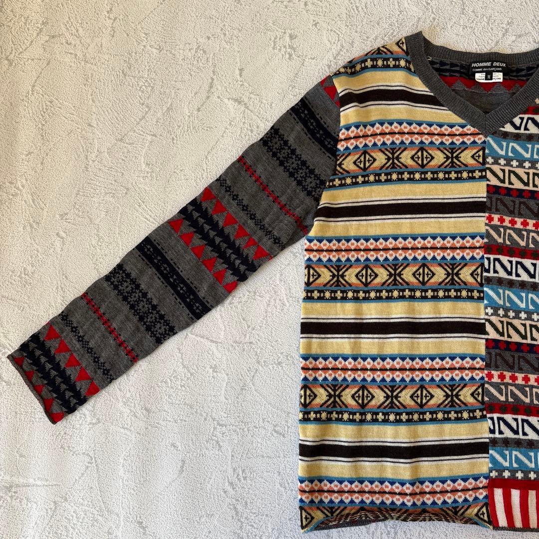 Mサイズ：コムデギャルソンオムドゥ AD2013 切替し セーター グレー