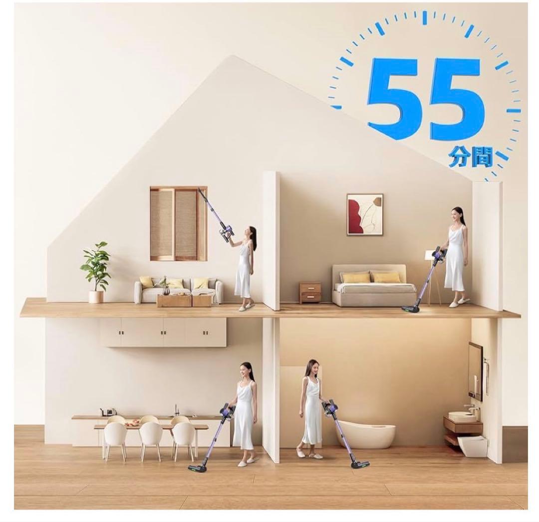 掃除機 コードレス 自立式 LEDライト 液晶ディスプレイ 軽量 136