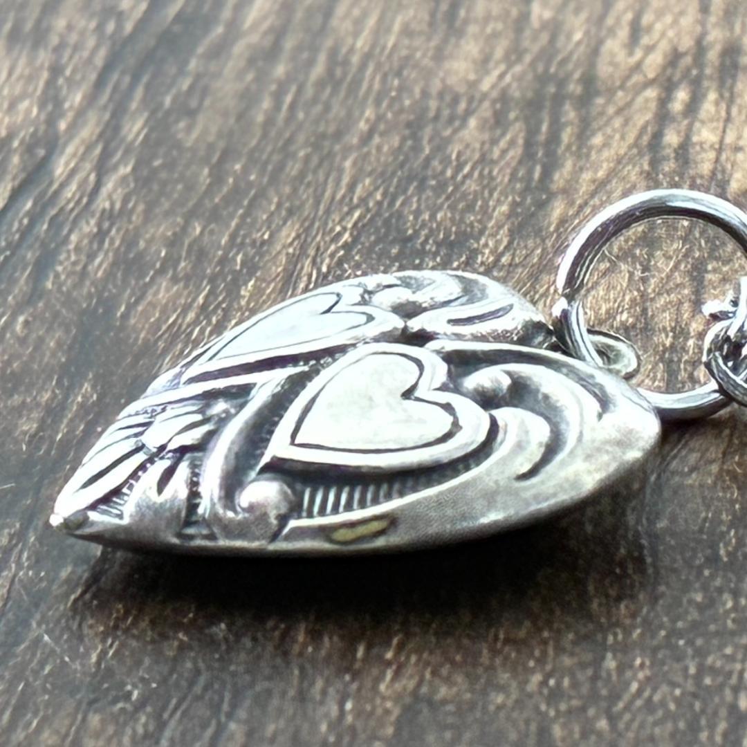 スウィートハートジュエリー ダブルハート シルバーヴィンテージネックレスNAVY