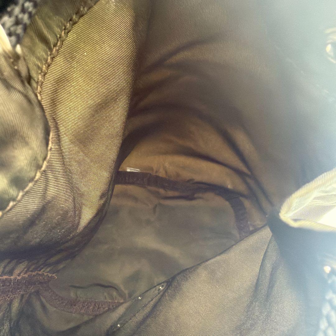 良品 PRADA 巾着ポーチ カーキ ヴィンテージ ナイロン 三角ロゴ