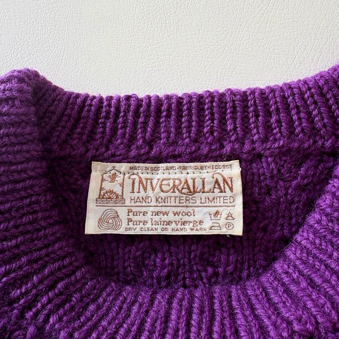 ■美品【茶タグ】INVERALLANケーブルニットセーターパープルレディースM