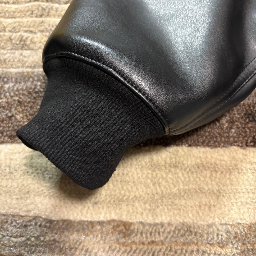 美品 ニューヨークバースト ブラック レザージャケット ライダーズ フード