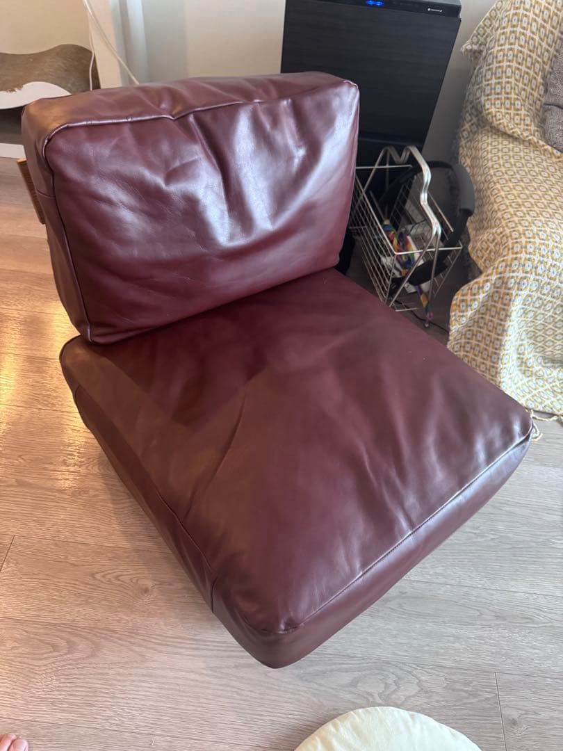 モモナチュラル CLOUD LOW SOFA 1人掛け ブラウンレザー ソファ