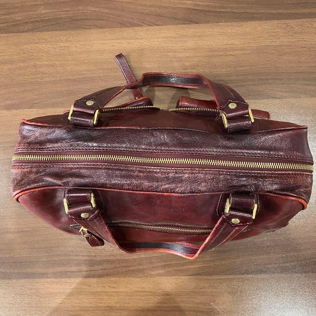 【ETRO】エトロ バーガンディ レザー ハンドバッグ