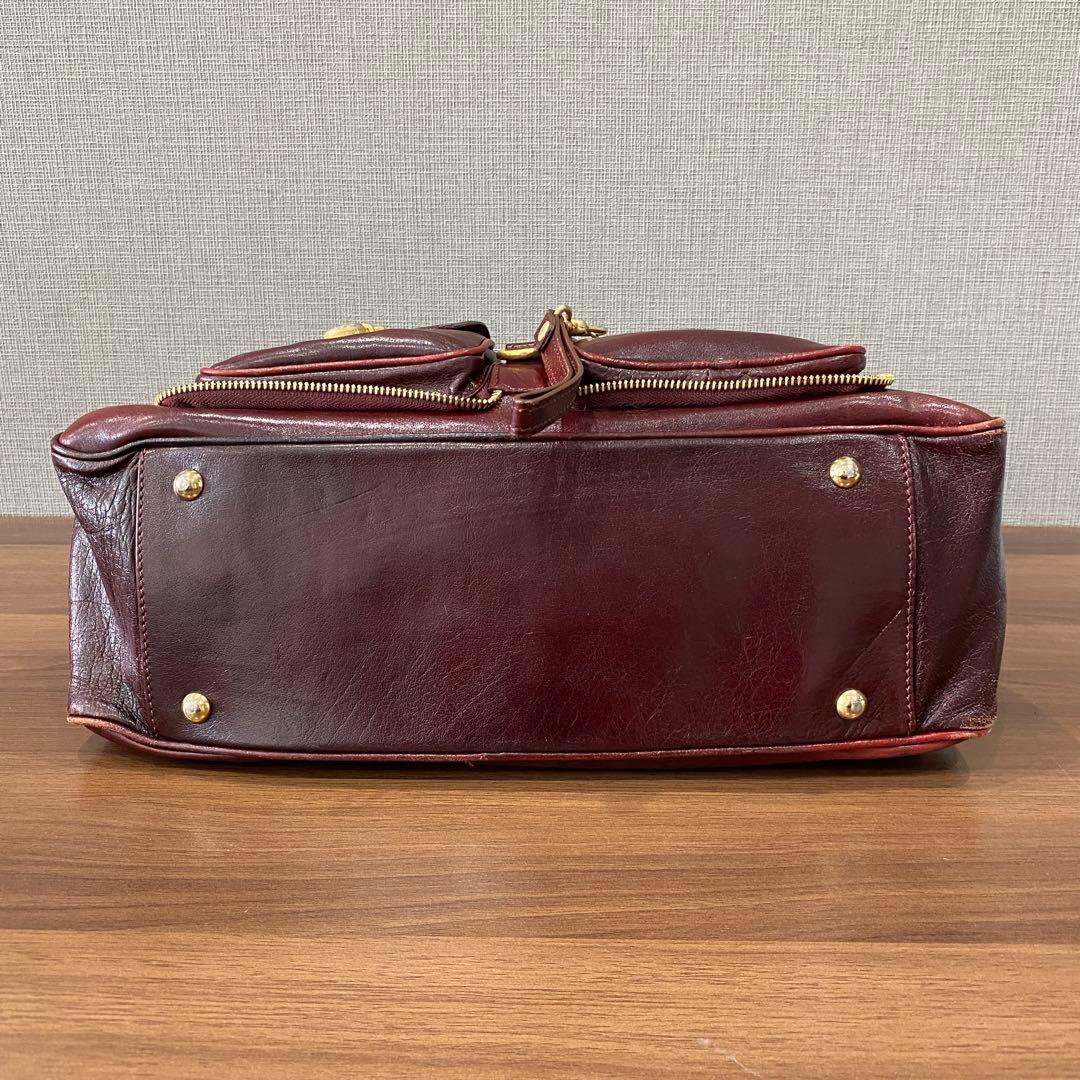 【ETRO】エトロ バーガンディ レザー ハンドバッグ
