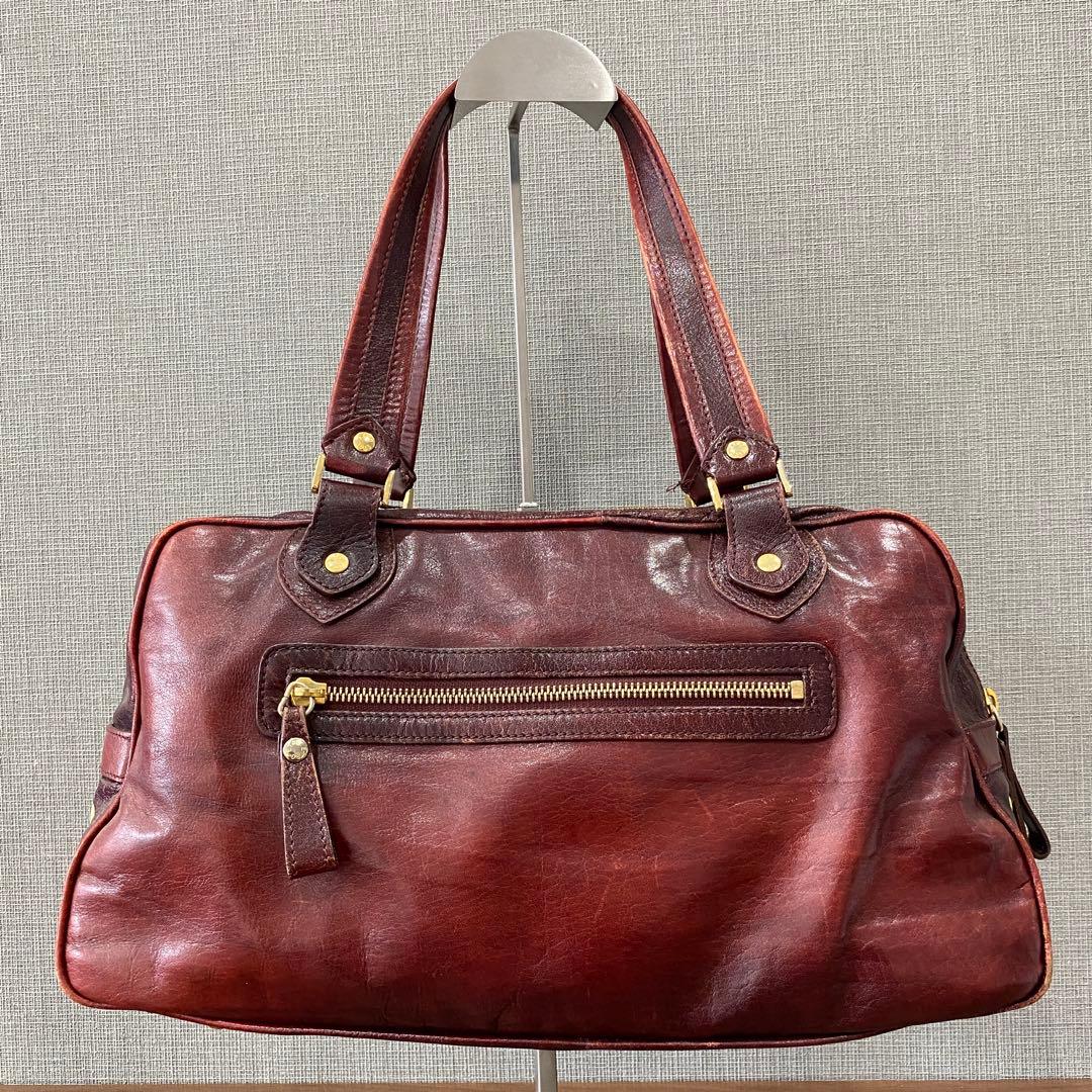 【ETRO】エトロ バーガンディ レザー ハンドバッグ