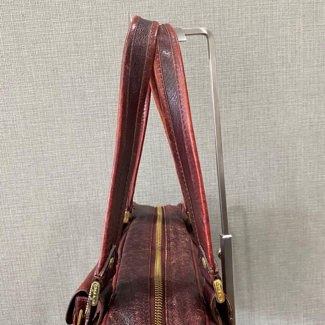 【ETRO】エトロ バーガンディ レザー ハンドバッグ