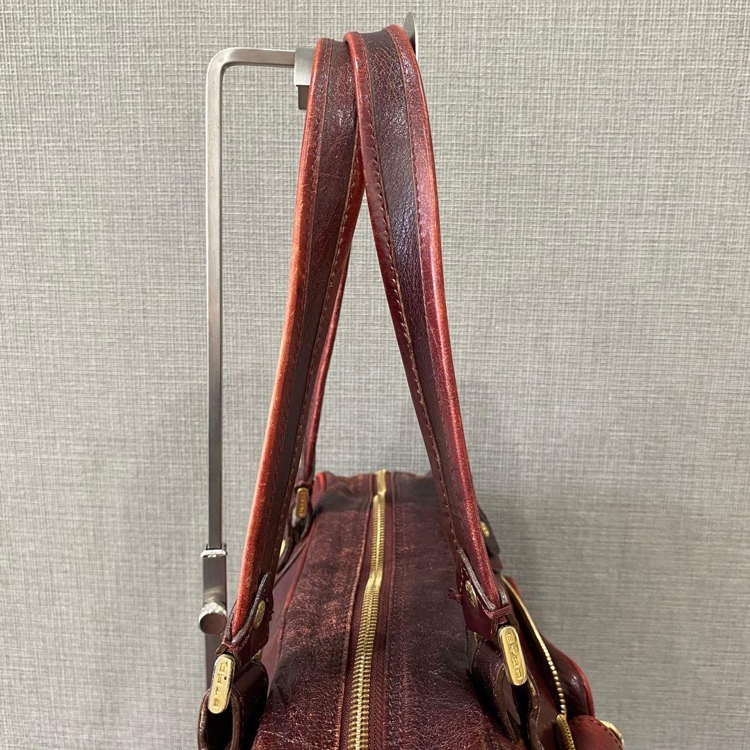【ETRO】エトロ バーガンディ レザー ハンドバッグ