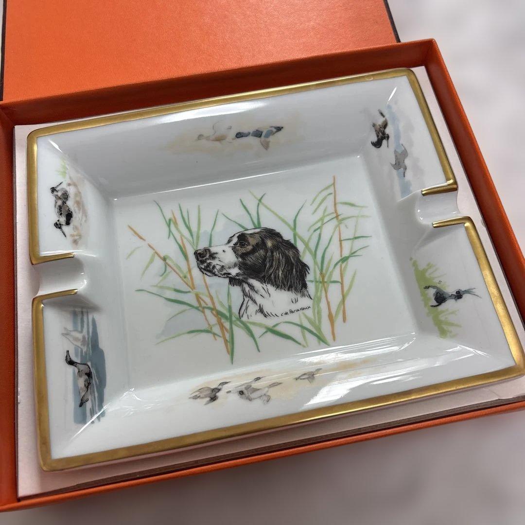 HERMES エルメス アッシュトレイ 灰皿 スクエア トレイ 角皿 犬