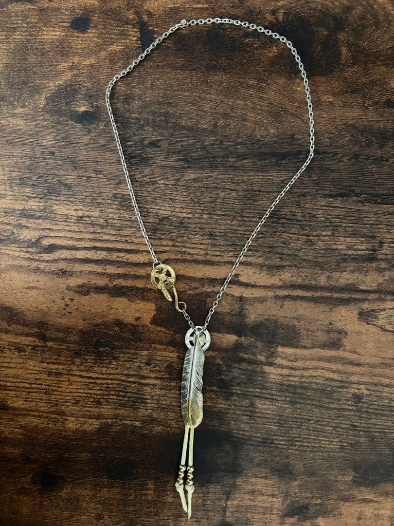 ★美品★先金フェザー 細角SET　金ホイールフック・ゴローズ革紐