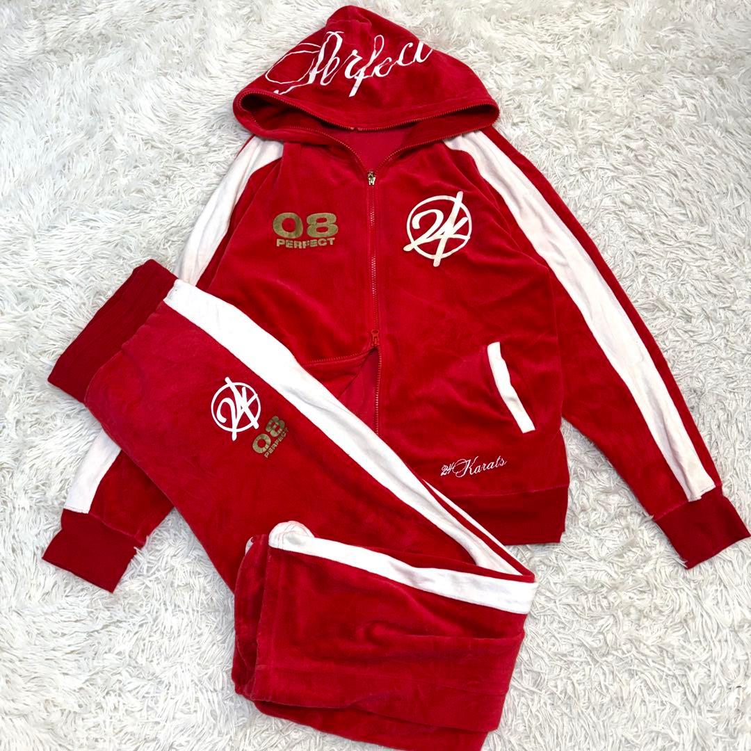 【レア】24karats ベロアジャージ セットアップ ライブツアー L 赤白