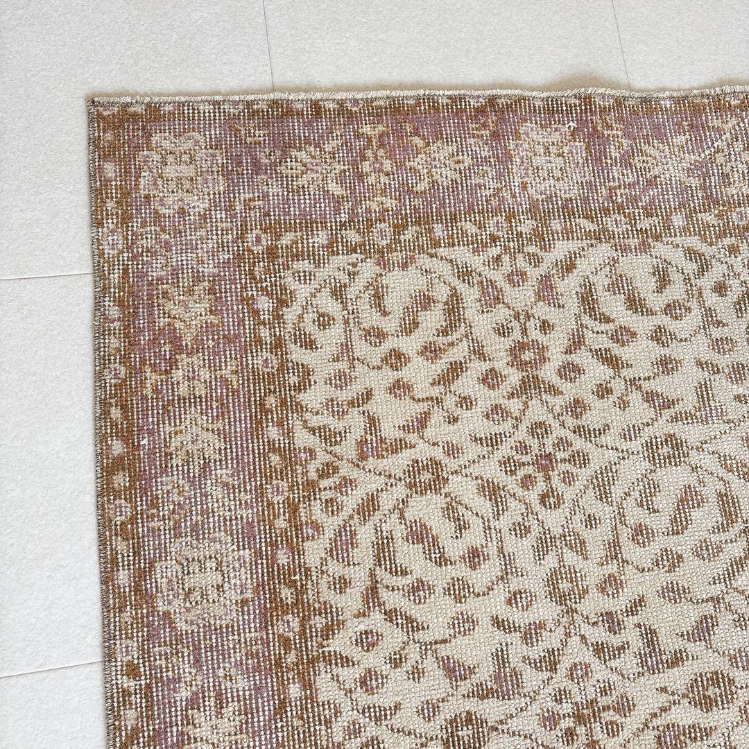 YUMMY vintage　トルコ　ヴィンテージラグ　ブラウン　パープル