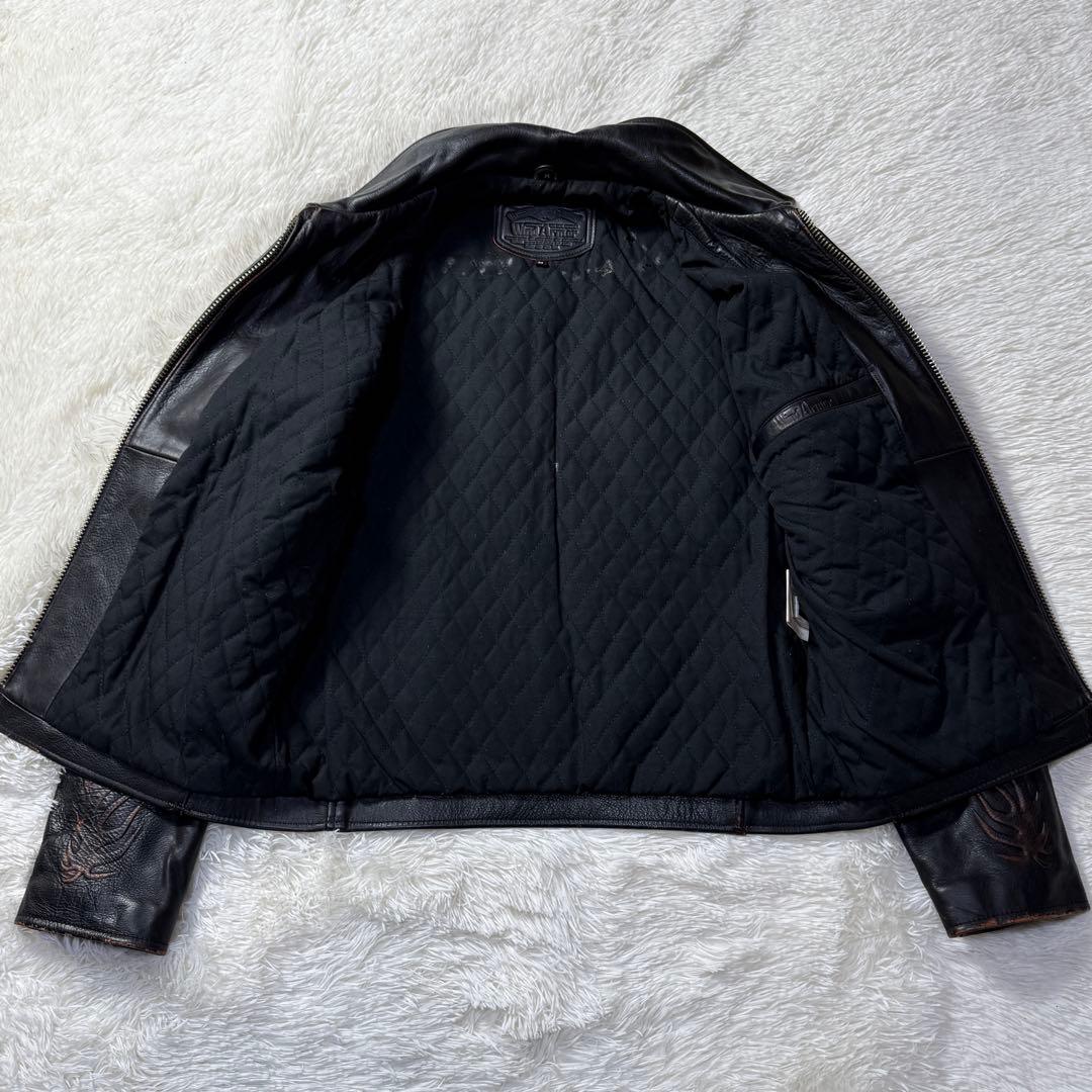 美品⭐️Wind Armor 茶芯 立体スカル&ファイヤーパターン ライダース