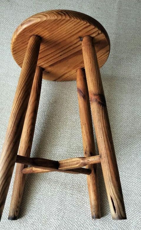 アンティーク　木製円形スツール