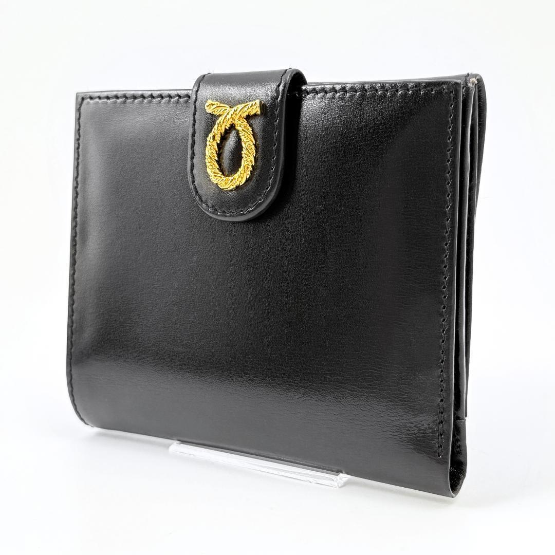定価8.8万【未使用品？】 ロウナー ロンドン 二つ折り財布 黒 ゴールドロゴ