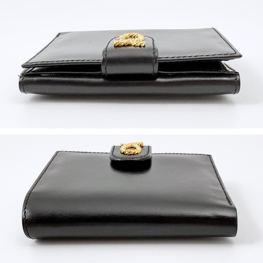 定価8.8万【未使用品？】 ロウナー ロンドン 二つ折り財布 黒 ゴールドロゴ