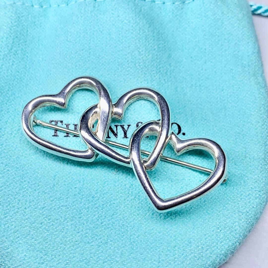 美品 ティファニー トリプルハート ブローチ ピンバッジ シルバー 925