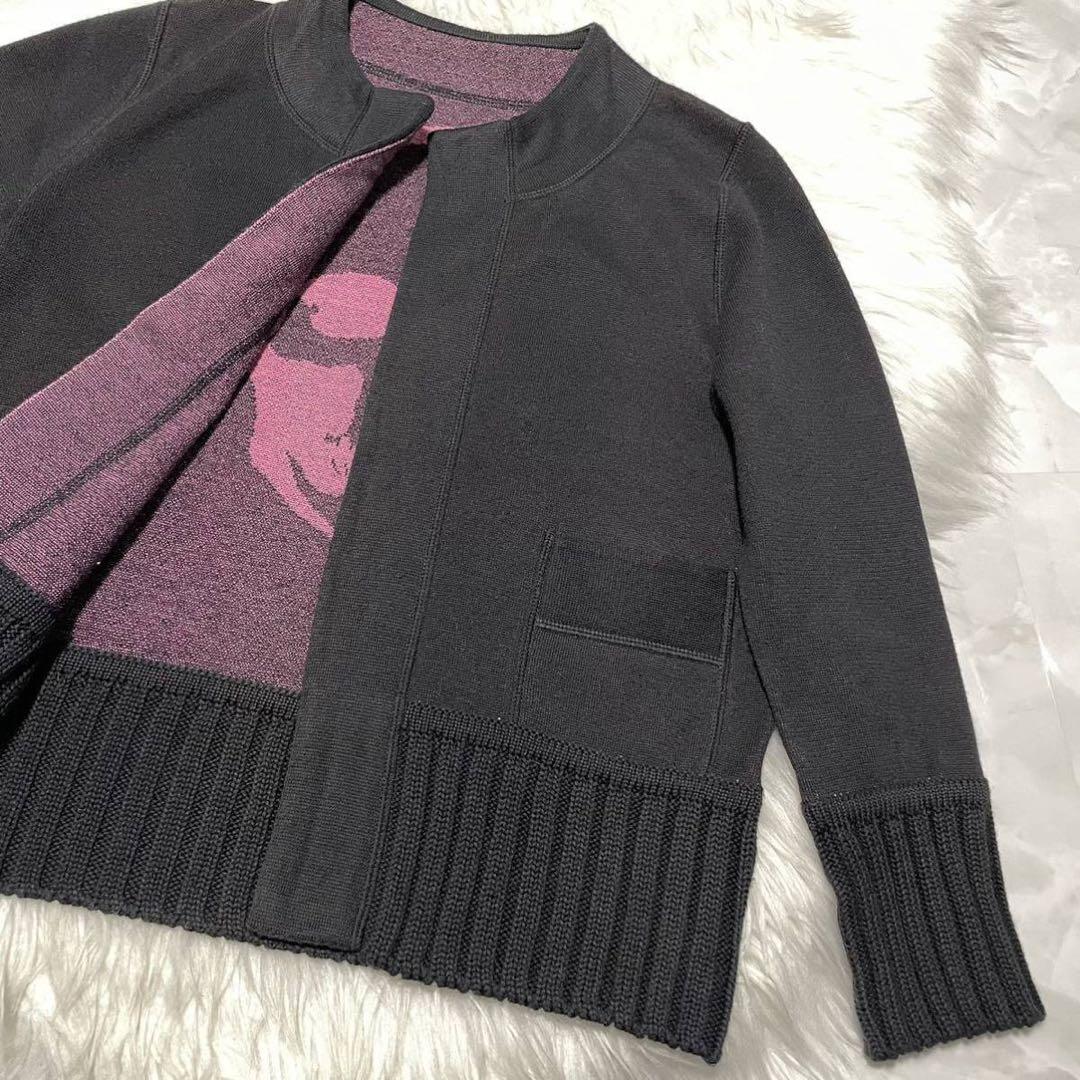 あーさん 本物 ルシアンぺラフィネ 背面スカル ニット カーディガン M