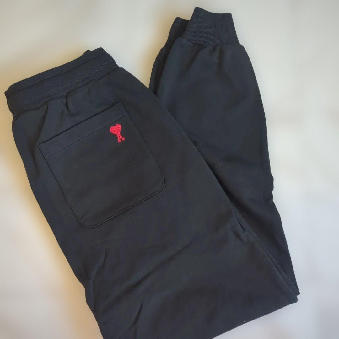 【新品】AMI PARIS アミパリス スウェットパンツ 黒 L ハート刺繍