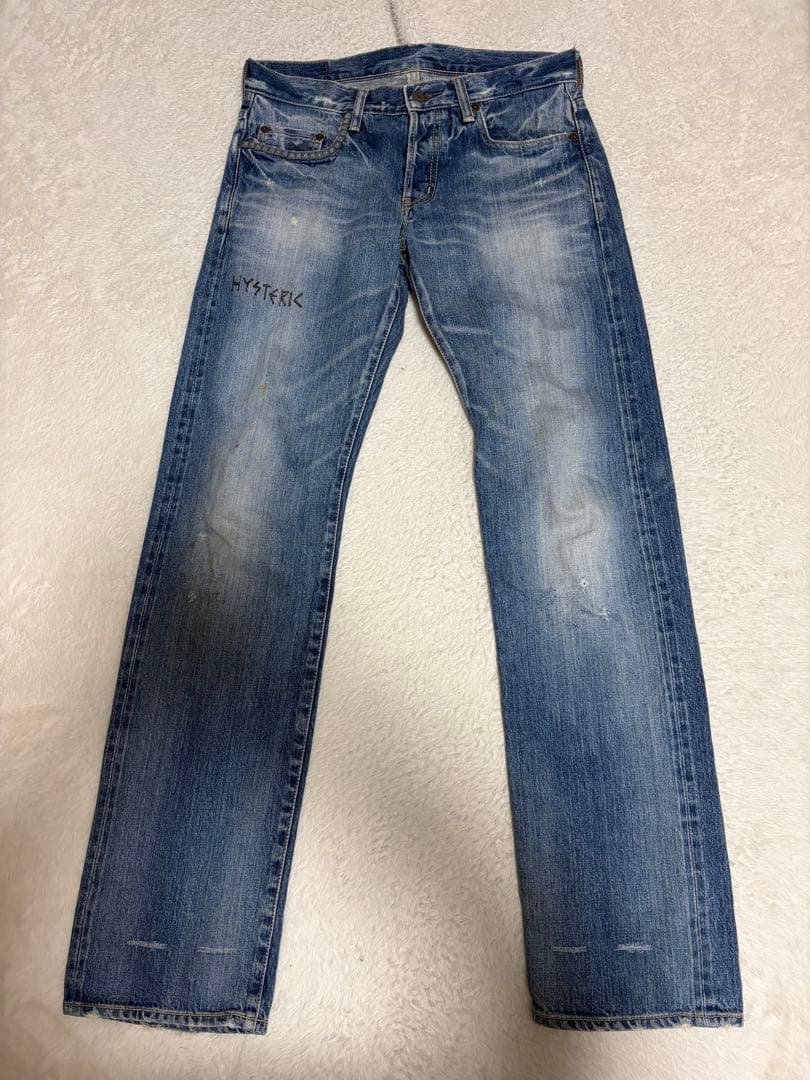 hysteric glamour スタッズデニム　落書きロゴ　ダメージ