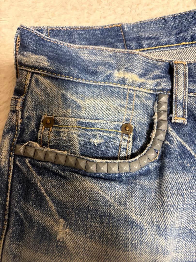 hysteric glamour スタッズデニム　落書きロゴ　ダメージ