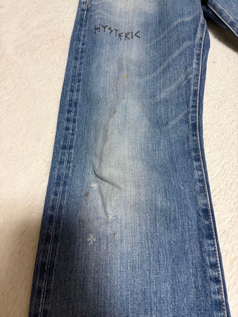 hysteric glamour スタッズデニム　落書きロゴ　ダメージ