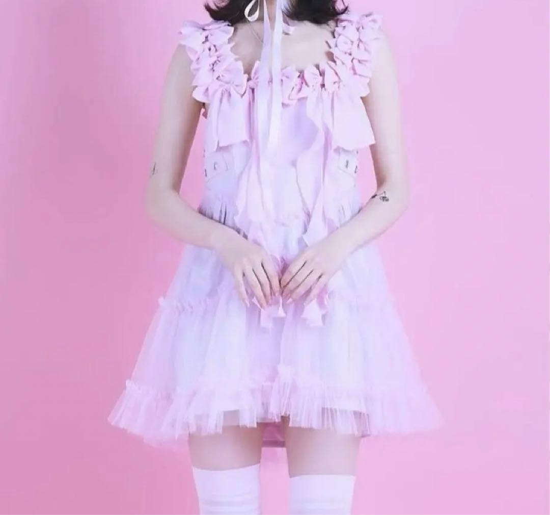 avenchumu リボンワンピース　ピンク