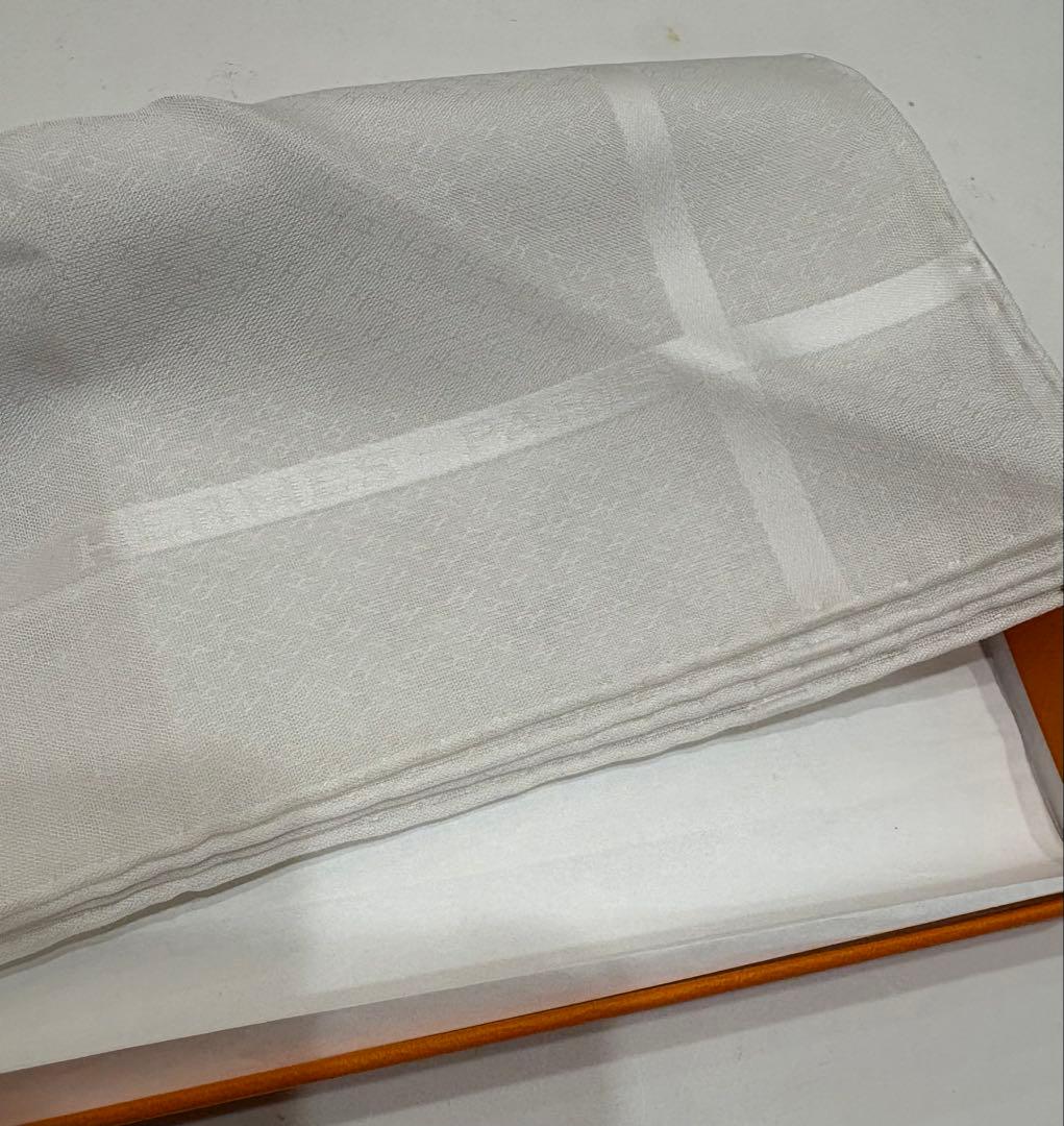 新品タグ付☆エルメス　ハンカチ　ロゴ　H模様　スカーフ　コットンスカーフ美品