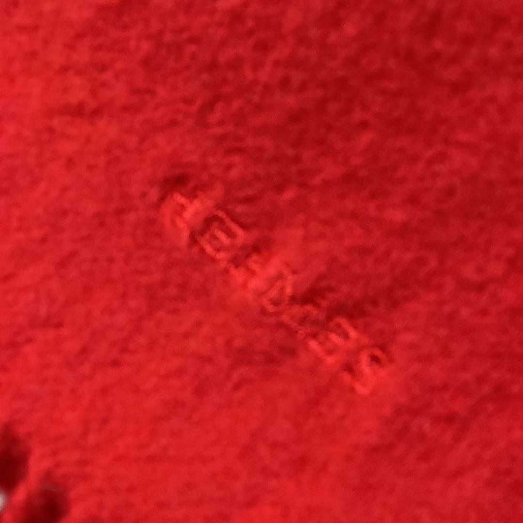 P エルメス　HERMES 赤 マフラー フリンジ付き