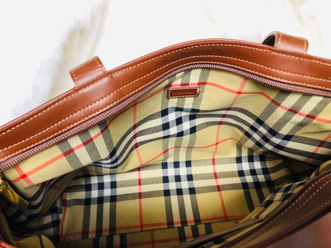バーバリー バッグ ノバチェック ブラウン MADE IN ITALY