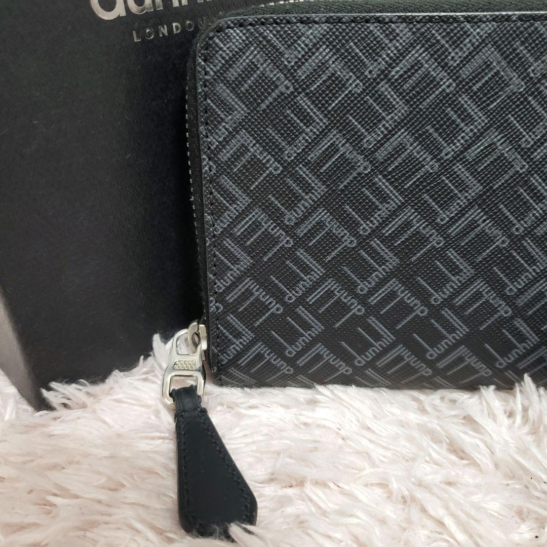 最新モデル dunhill ダンヒル ロゴ総柄 ラウンドファスナー長財布 極美品