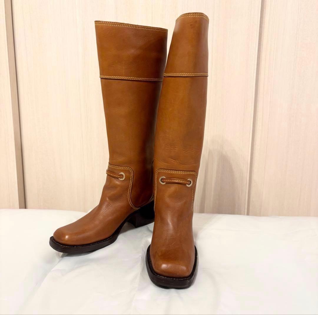 LOUIS VUITTON ルイヴィトン ロングブーツ キャメル レザー 36