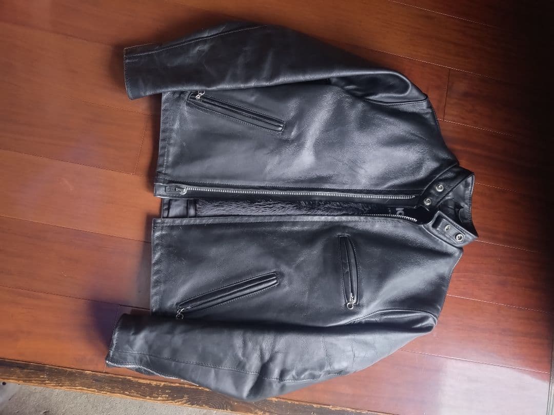 Schott黒レザーシングルライダースジャケット