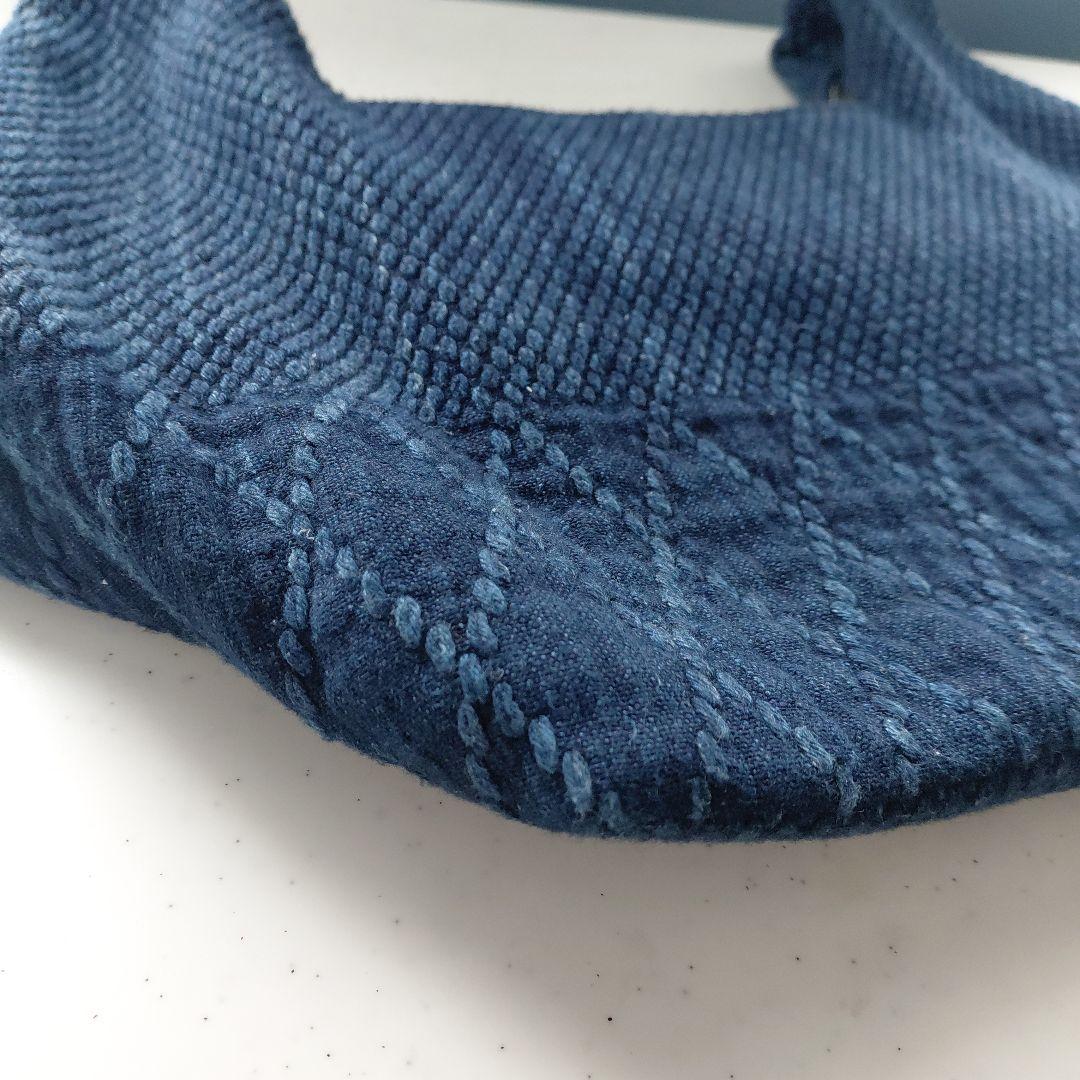 武州正藍染　手提げバッグ　小　二重刺子　濃紺