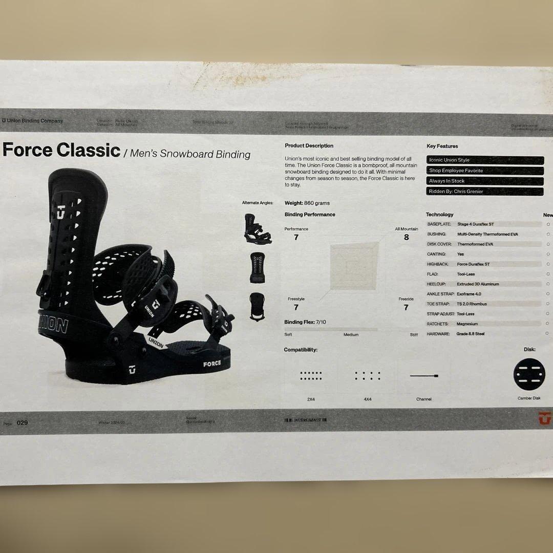 UNIONビンディング25/26FORCE CLASSIC WHTカラーMサイズ