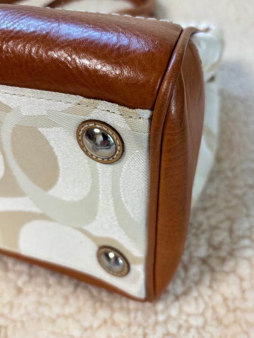 トートバッグ ホワイト/ベージュ 合成皮革