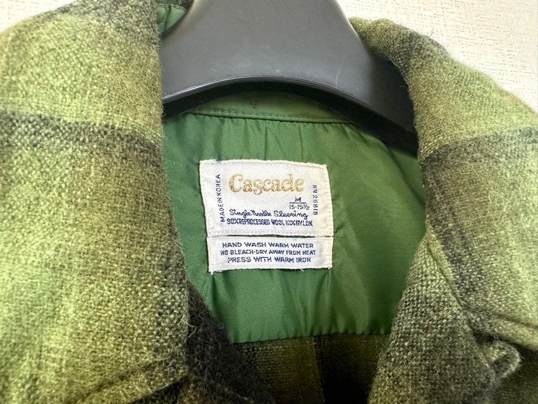 超超スペシャル 60s cascade オンブレ ウール シャツ M グリーン